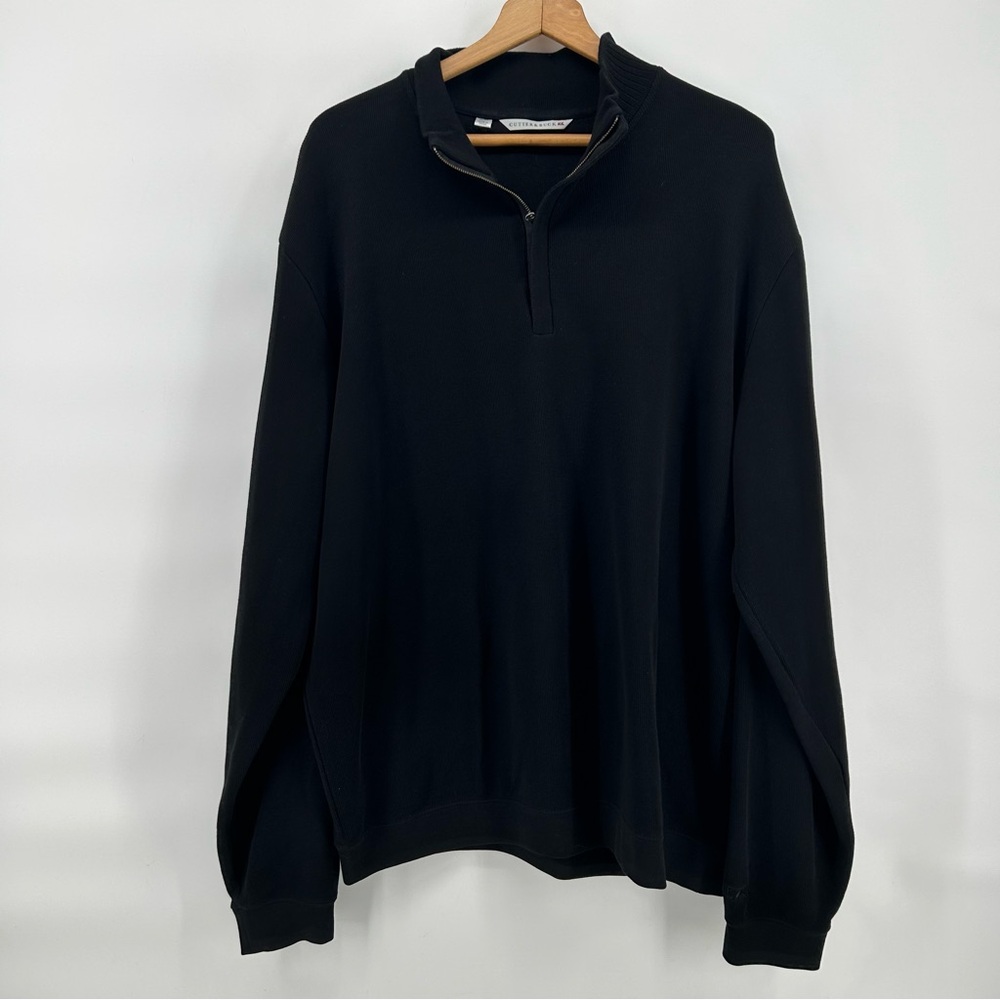Cutter & Buck Mens XL Black Quarter Zip Sweater Golf Pullover Classic Preppy